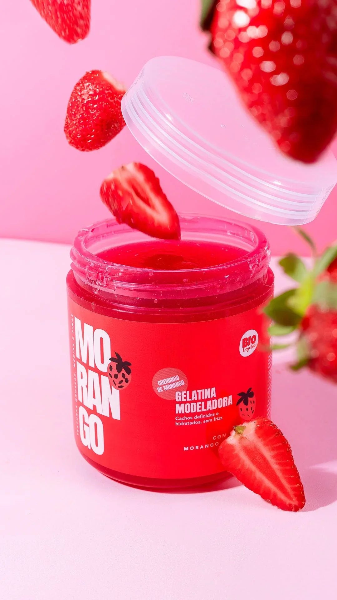 Gelatina Biovegetais Morango - 500g - Trihair Cosméticos